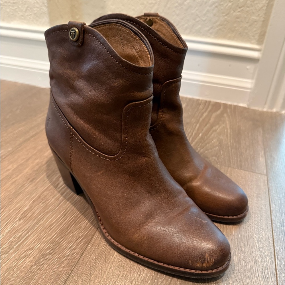 Frye Dark Brown Leather Ankle Boots